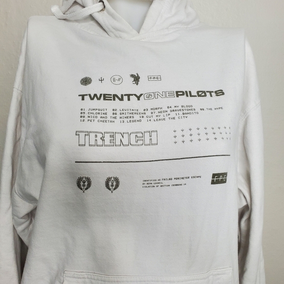 21 Pilots Trench Hoodie White Medium - Picture 5 of 10
